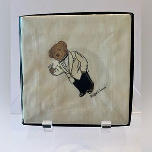 Vintage Ralph Lauren Home Collection Martini Bear Cocktail Napkin Set of 4